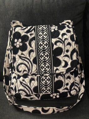 Vera Bradley Quilted Black & White Floral Crossbody Bag
